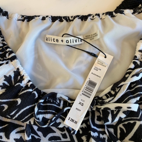 Alice + Olivia Naya Printed Blouson Boho Top Sz XS - Picture 4 of 8